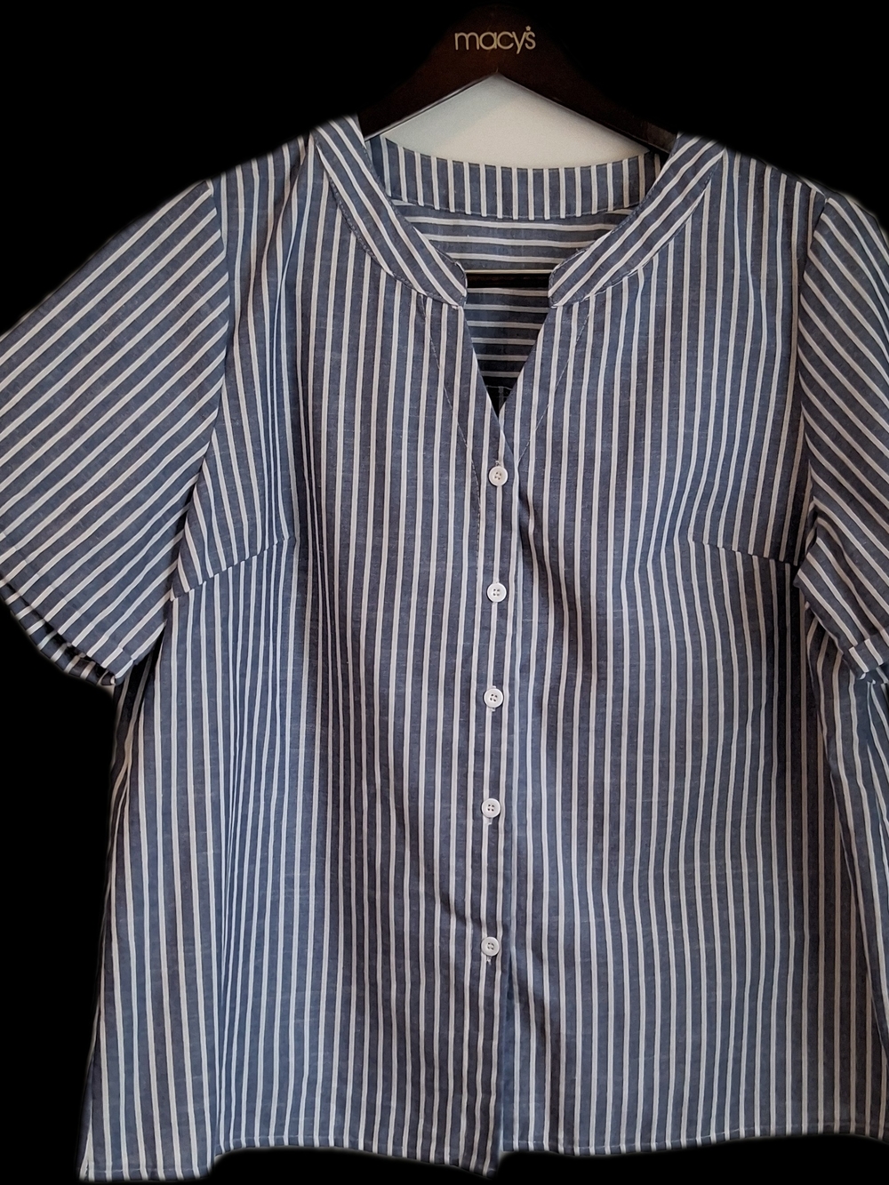 SHEIN Blue & White Striped Kids Button-Down Shirt
